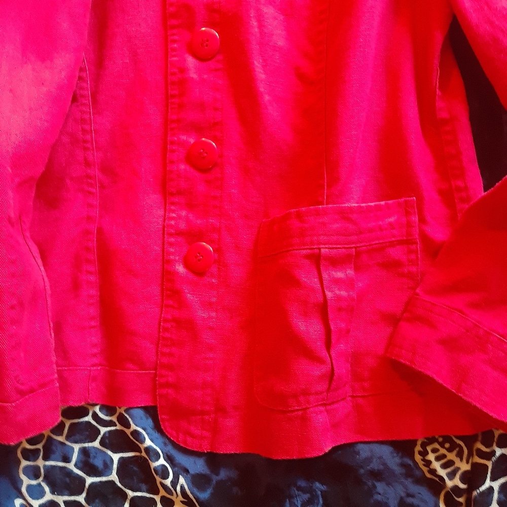 LINEN RASPBERRY JACKET! Charter Club Jacket P/S Raspberry ☆ - Picture 4 of 11